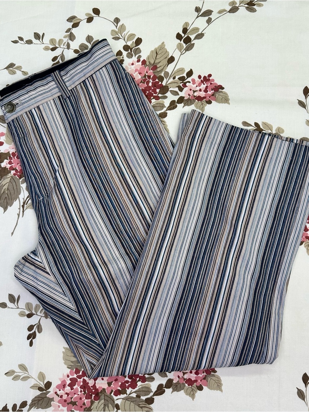 Y2K Kenneth Cole New York Striped Pant | 100% Cotton | Size 30x27 (Hemmed)
